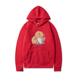 Printed Hooded Plus Fleece Sweater - WOMONA.COM
