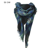Cashmere-like Colorful Plaid Square Scarf - WOMONA.COM