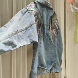 Denim Jacket Personality Versatile Casual - WOMONA.COM