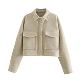 Lapel Loose Women's Short Jacket - WOMONA.COM