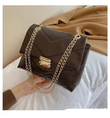 Ladies Leather Flap Chain Bag - WOMONA.COM