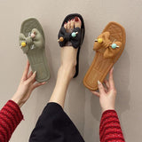 Non-slip Transparent Flip Flops With Bow - WOMONA.COM