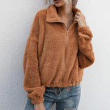leather bracelet lapel sweater - WOMONA.COM