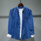 Long-sleeved Denim Shirt Jacket Men - WOMONA.COM