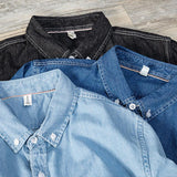 Long-sleeved Denim Shirt Jacket Men - WOMONA.COM