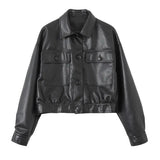 Lapel Collar Leather - WOMONA.COM