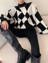 Black Diamond Lantern Sleeve Sweater - WOMONA.COM
