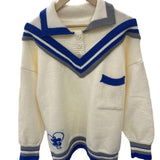 V-neck Knits Preppy Tops - WOMONA.COM