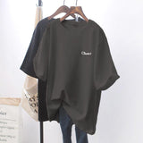 Chic White Loose Short-sleeved T-shirt - WOMONA.COM