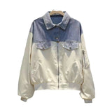 Stitching Long Sleeved Denim Jacket - WOMONA.COM
