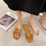 Non-slip Transparent Flip Flops With Bow - WOMONA.COM