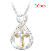 Cross Footprint Diamond Pendant Two Tone - WOMONA.COM
