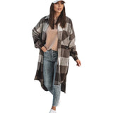 Plaid Single-breasted Casual Shirt Jacket - WOMONA.COM