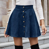 Retro Corduroy High Waist Skirt - WOMONA.COM