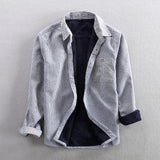 New Style Lapel Striped Shirt Casual Men - WOMONA.COM
