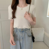 Ice Silk Knit Short Sleeve - WOMONA.COM