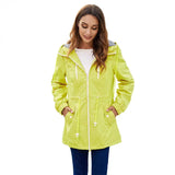 Long Raincoat Women's Hooded Jacket - WOMONA.COM