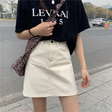 Denim A-line Wrap Hip Skirt - WOMONA.COM