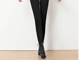 Black Plush Fleece Stretch Jeans - WOMONA.COM
