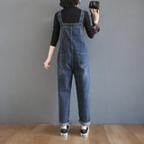 Women's Loose Ninth Plus Size Denim Overalls - WOMONA.COM