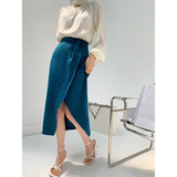 Satin Slit Irregular Skirt - WOMONA.COM