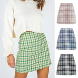 Well Grid A-line Skirt - WOMONA.COM