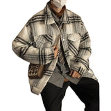 Simple Woolen Men's And Women's Loose Shirt Plaid Coat