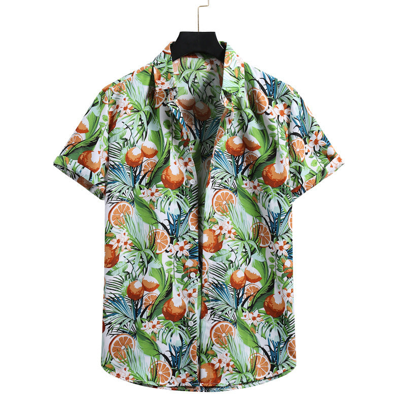 Casual Beach Men's Shirts Hawaiian Lapel Short Sleeves - WOMONA.COM