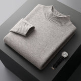 Mock Neck Sweater Men's Knitted Shirt Pure Wool - WOMONA.COM