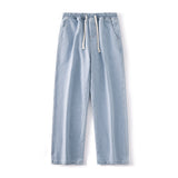 Straight Loose Light Blue Jeans For Men - WOMONA.COM