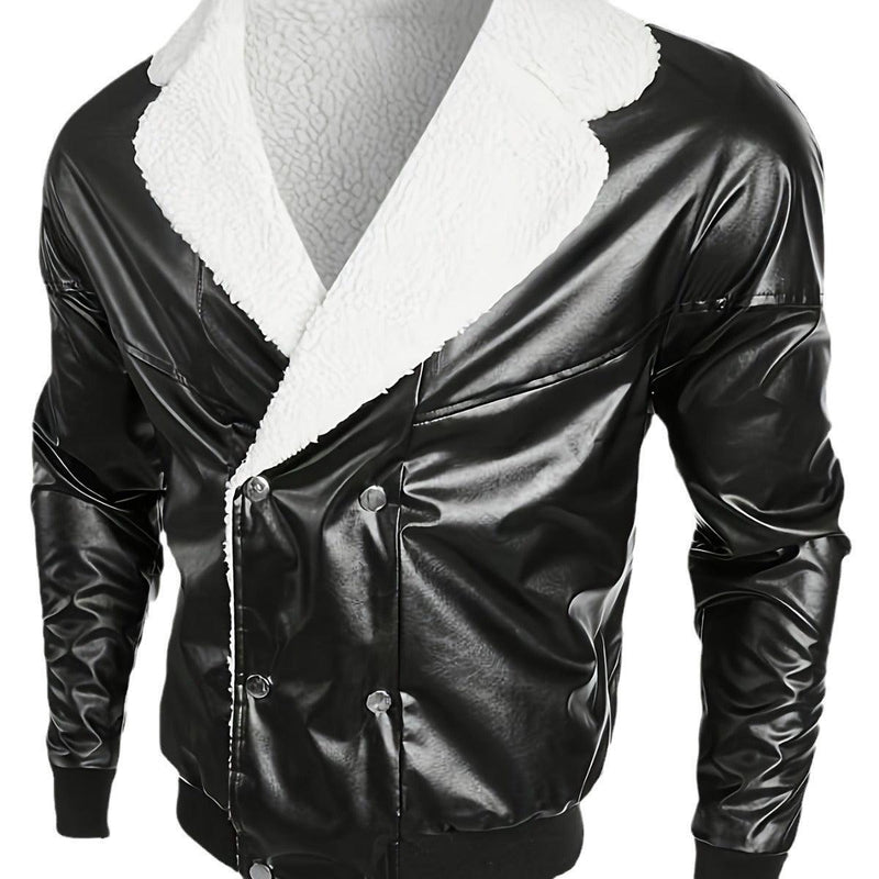 Men's Leather Coat Fleece-lined Thickened Casual