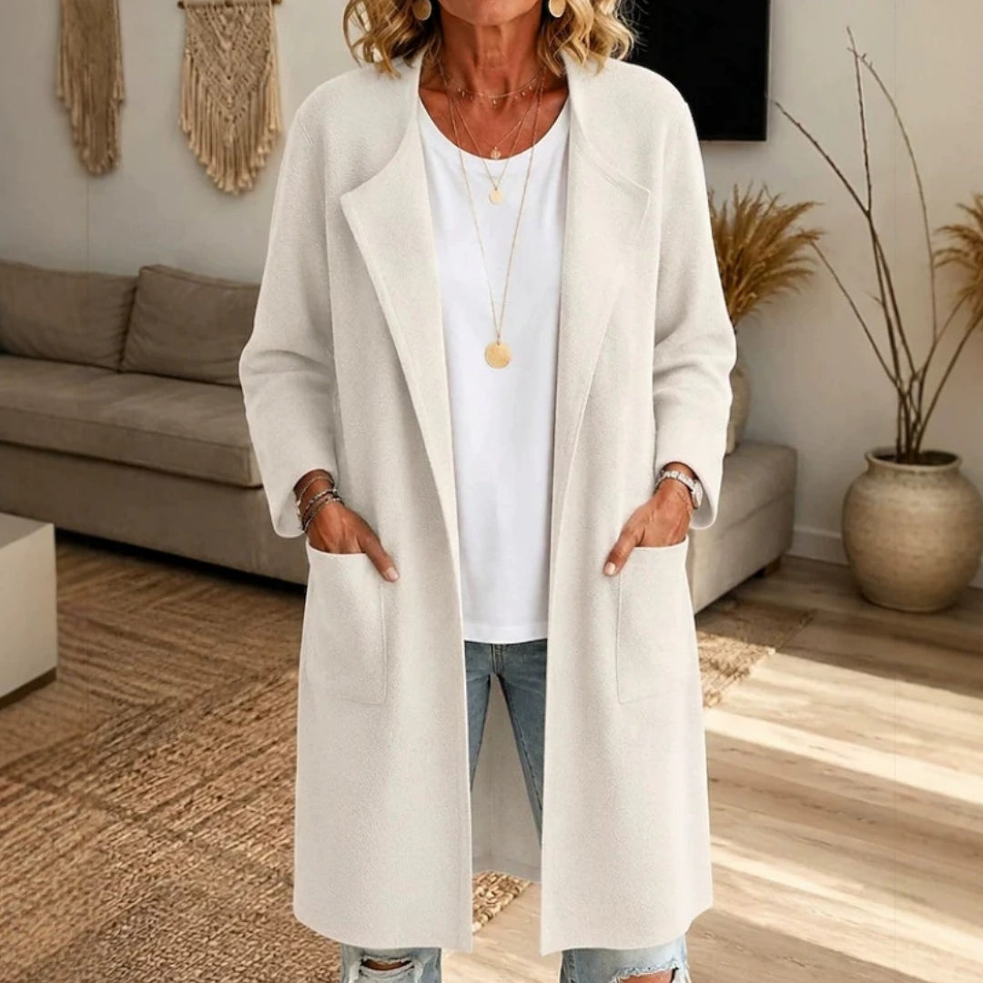 Women's Solid-Color Wool-Blend Cardigan Coat