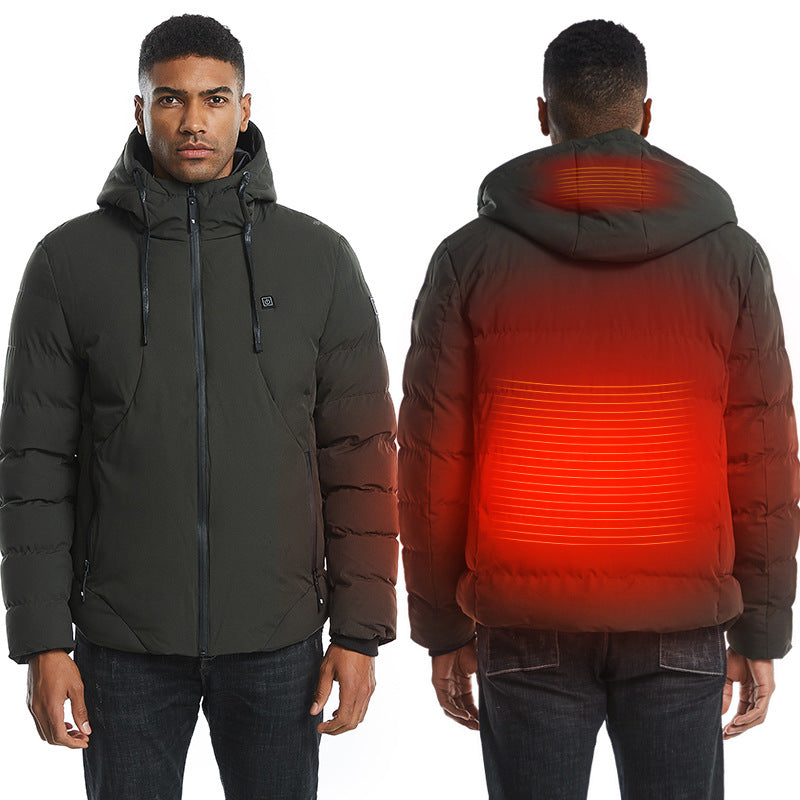 New Men Women Cotton Coat USB Smart Electric Heated Jackets Winter - WOMONA.COM