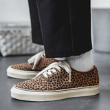 Low-Top Leopard Leather Casual Vintage British Sneakers - WOMONA.COM