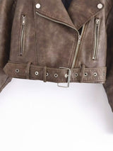 Women's Washable Gradient Leather Jacket - WOMONA.COM