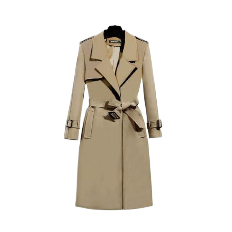 Eleganter, schmal geschnittener Trenchcoat mittlerer Länge mit schlanker Taille