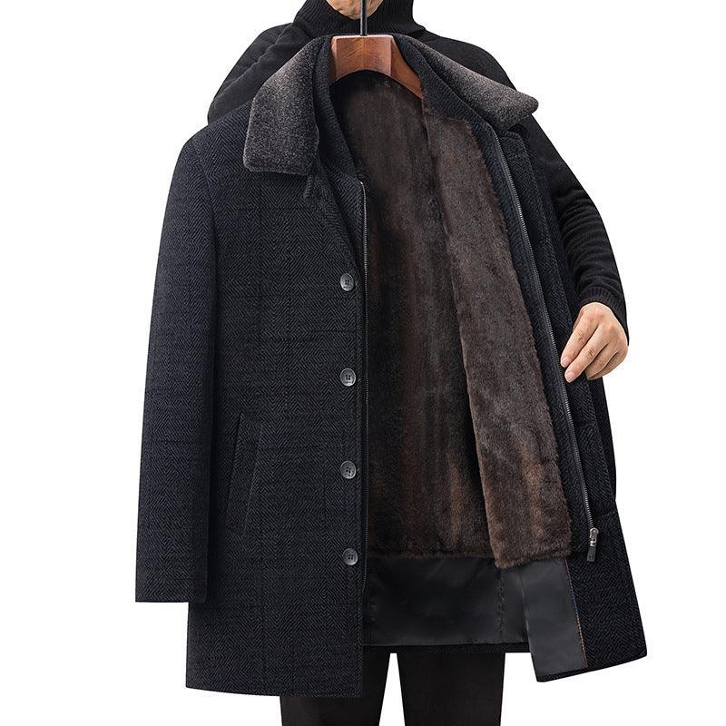 Fleece-lined Thickened Detachable Two-piece Coat - WOMONA.COM