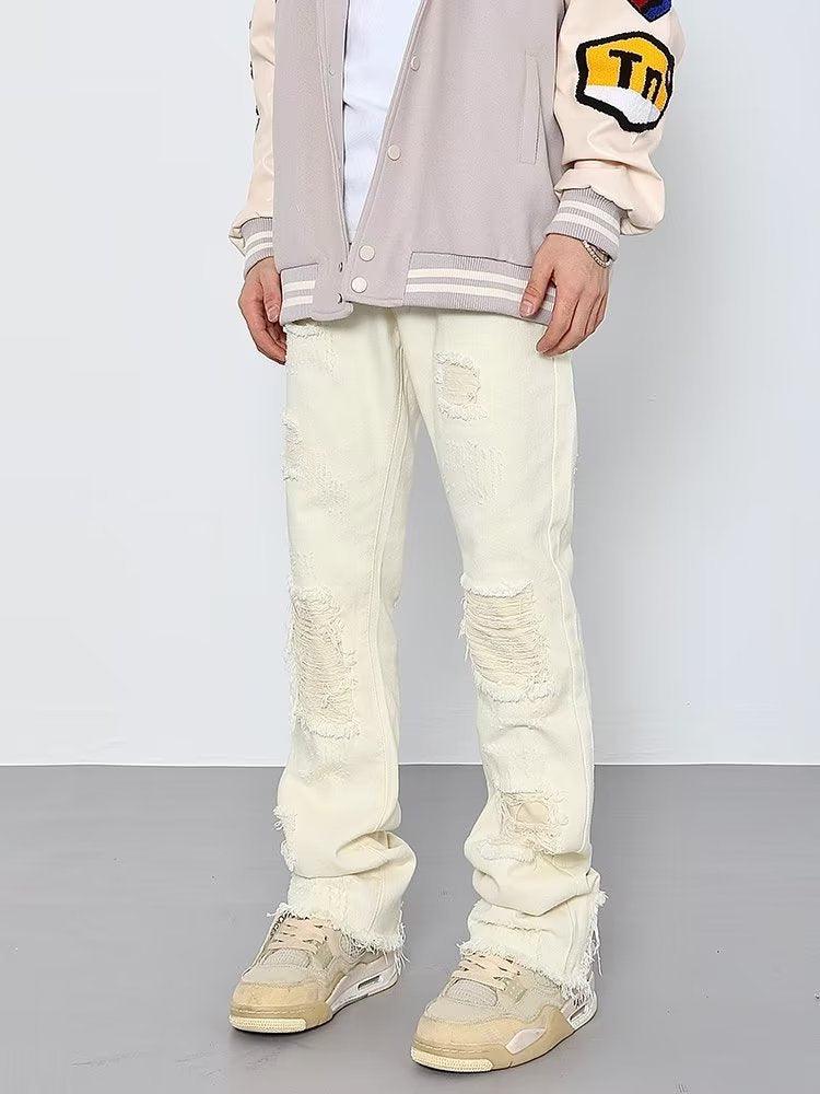 Fashionable Frayed Hem Ripped Jeans - WOMONA.COM
