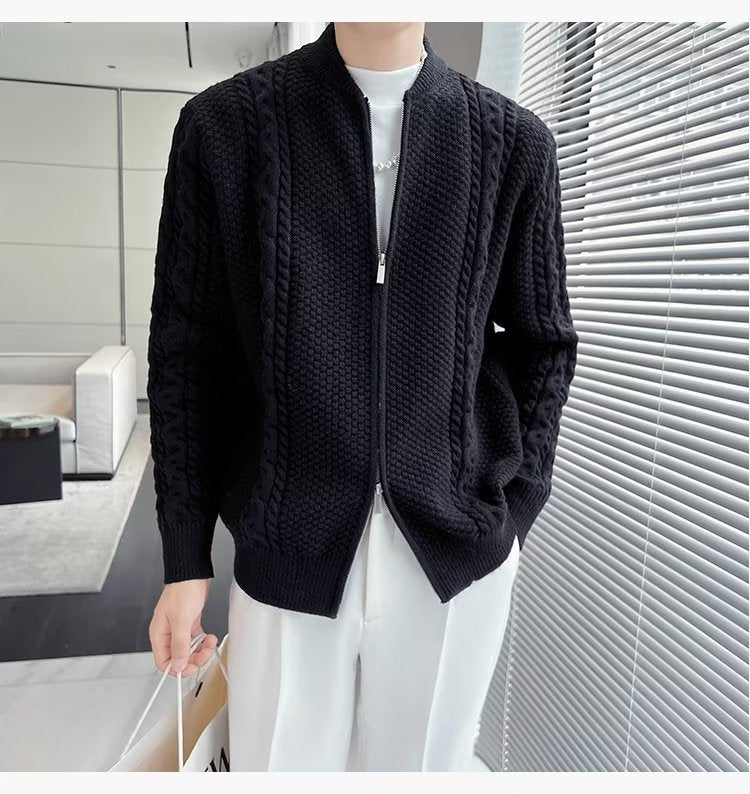 Design Sense Niche Zipper Knitted Cardigan For Men - WOMONA.COM