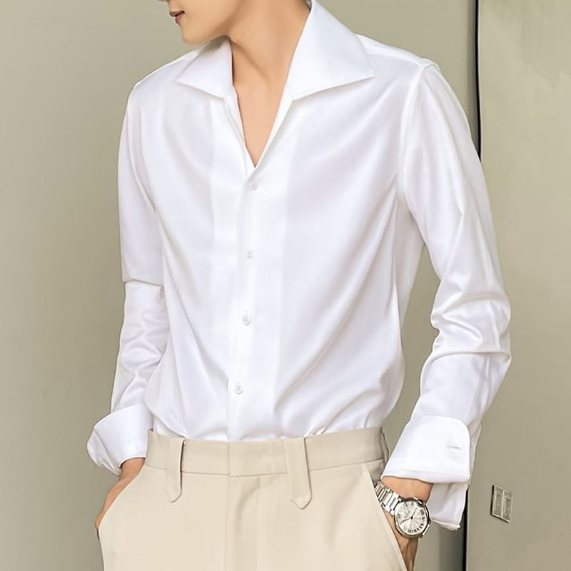 Camisa informal de primavera y otoño para hombre, estilo Hong Kong