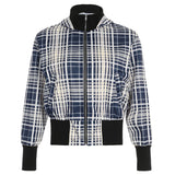 Ins Style Contrast Color Check Waist-tight Jacket - WOMONA.COM