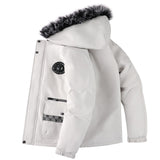 Men's Hair Collar Padded Thickened Cotton Coat Jacket - WOMONA.COM