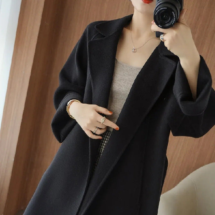 Double-sided Wool Overcoat Women's Long Below The Knee Loose Plus Size