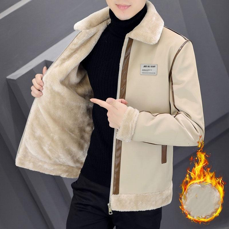 Warm With Velvet Thickened Suede Leather Coat - WOMONA.COM