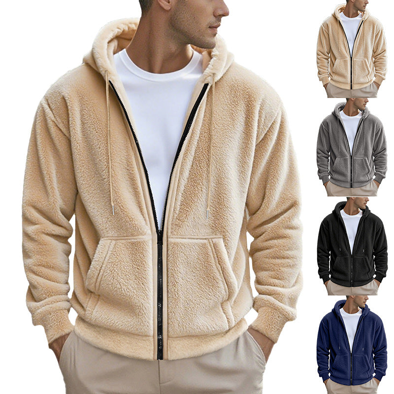 Men's loose hooded knit cardigan