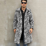 Men's Square Collar Imitation Fur Long Coat Overcoat - WOMONA.COM