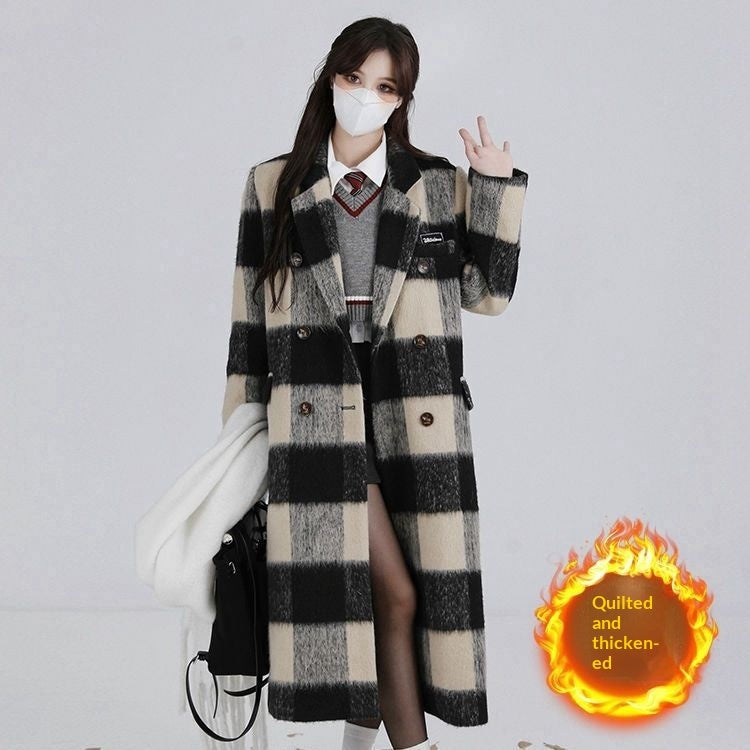 Women's Petite Quilted Wool-Blend Coat