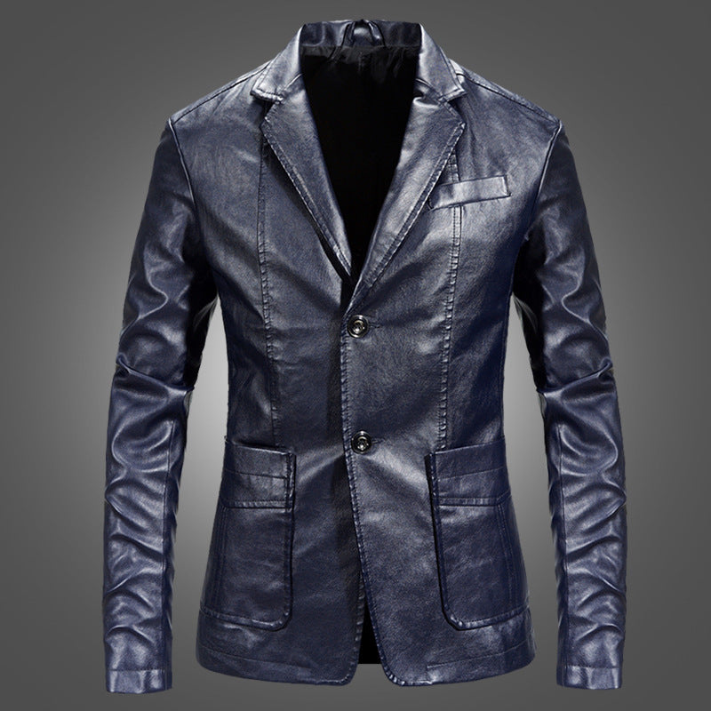 Slim Handsome Spring Leather Jacket Small Suit Men - WOMONA.COM