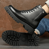 Add High Pile Platform Really Leather Shoes Men Zipper Boots - WOMONA.COM