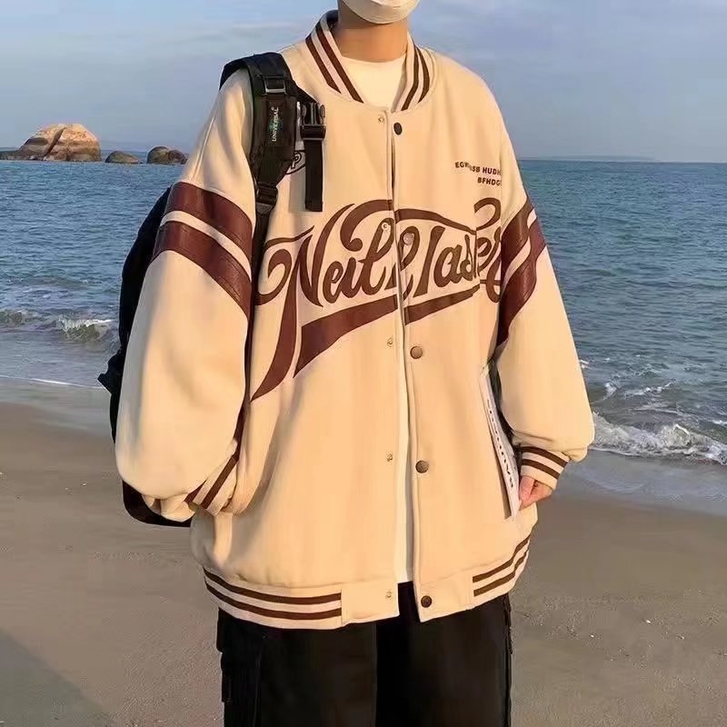 Baseball Uniform Jacket Loose Letters Men And Women Couple Jackets - WOMONA.COM